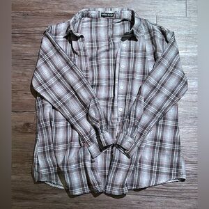 🛹 3 for $10
SHEIN Brown and Gray Plaid Casual Shirt